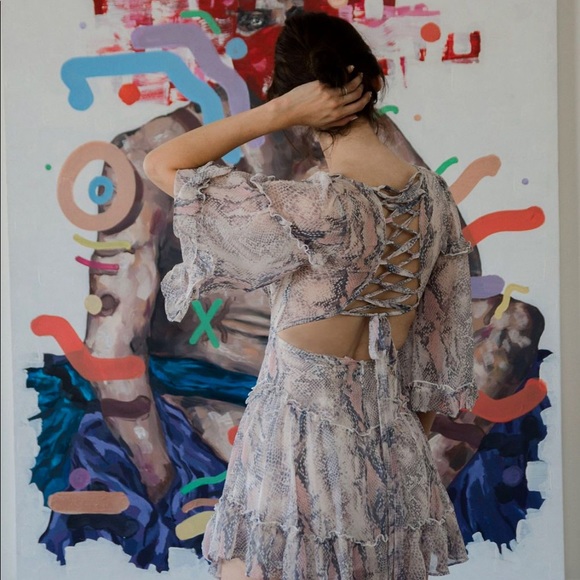 *BLACK FRIDAY SALE* Snakeskin Print Lace Up Back Dress - Picture 2 of 6